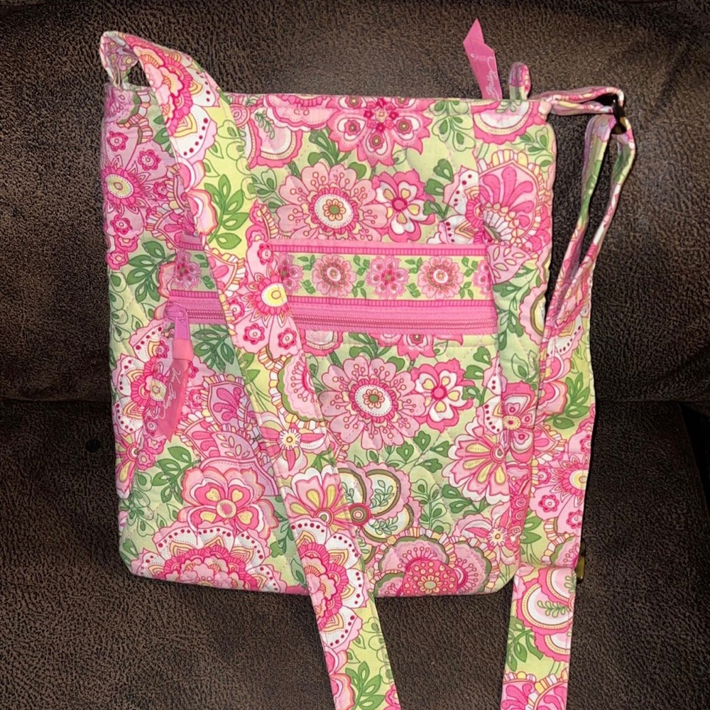 Pink & green floral Vera Bradley crossbody bag